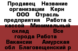 Продавец › Название организации ­ Керн, ООО › Отрасль предприятия ­ Работа с кассой › Минимальный оклад ­ 14 000 - Все города Работа » Вакансии   . Амурская обл.,Благовещенский р-н